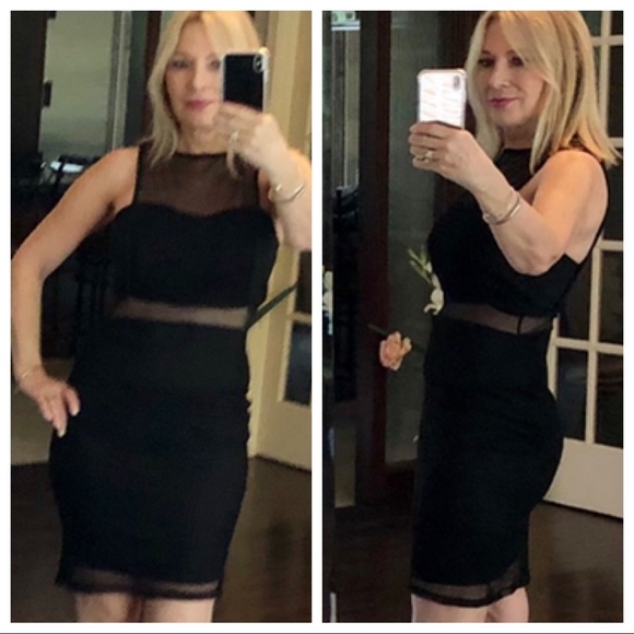 3/$36 black evening party dress mesh/net panels - Picture 2 of 8